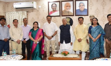 राज्यपाल श्री विश्वभूषण हरिचंदन से संसदीय राजभाषा समिति के उपाध्यक्ष एवं अन्य पदाधिकारियों ने सौजन्य मुलाकात की