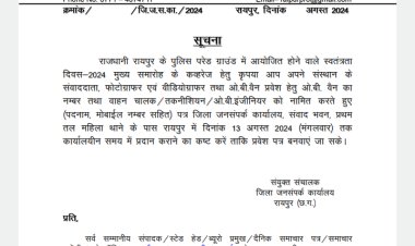 राजधानी रायपुर के पुलिस परेड ग्राउंड में आयोजित होने वाले स्वतंत्रता दिवस-2024 मुख्य समारोह