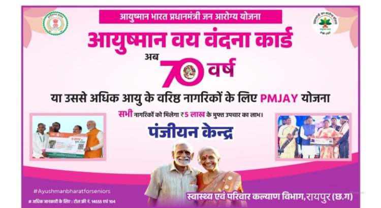 आयुष्मान वय वंदना योजना : 70 एवं 70 प्लस के बुजुर्ग बनवा सकेंगे नया आयुष्मान कार्ड