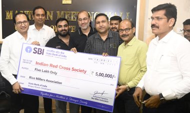 राइस मिल एसोसिएशन ने रेडक्रॉस सोसायटी को दिए 5 लाख रुपए